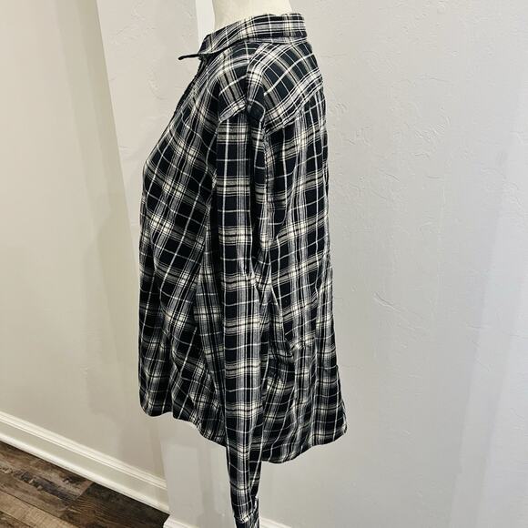 Chaps Women’s XL Black White Plaid Flannel Long Sleeve (A0129) - Picture 3 of 5